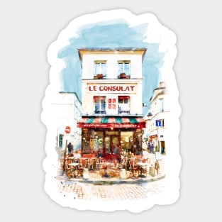 Watercolor Cityscape - Le Consulat Paris Sticker